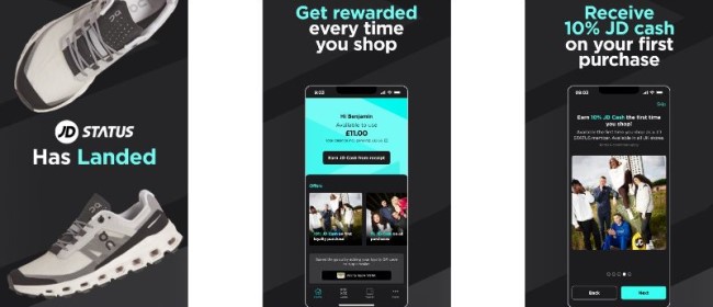 Image displaying the JD Sports in-app features where users can participate in their loyalty scheme.